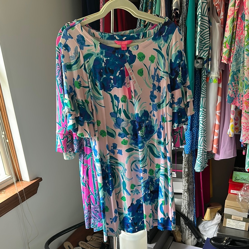 Lilly Pulitzer Blue and Pink Floral Tunic Dress
